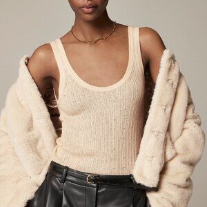 J Crew Featherweight Cashmere Rhinestone Tank Nude Buttercream XXS 0